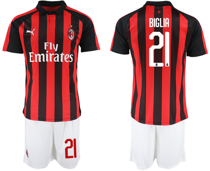 2018 19 AC Milan 21 BIGLIA Home Soccer Jersey