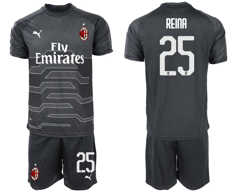 2018 19 AC Milan 25 REINA Black Goalkeeper Soccer Jersey