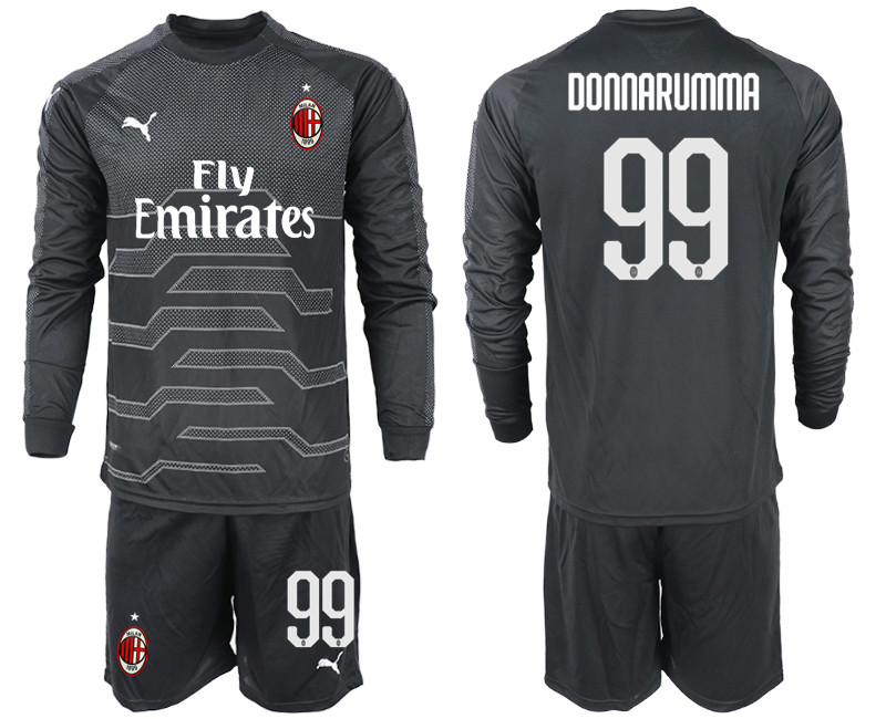 2018 19 AC Milan 99 DONNARUMMA Black Long Sleeve Goalkeeper Soccer Jersey