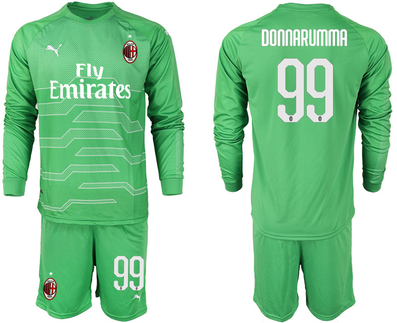 2018 19 AC Milan 99 DONNARUMMA Green Long Sleeve Goalkeeper Soccer Jersey