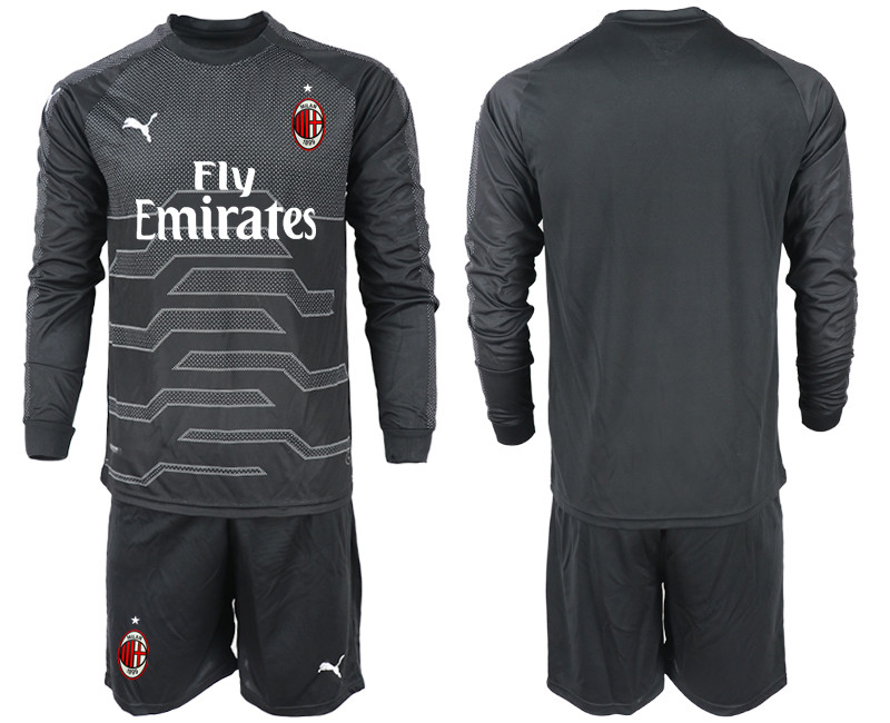 2018 19 AC Milan Black Long Sleeve Goalkeeper Soccer Jersey