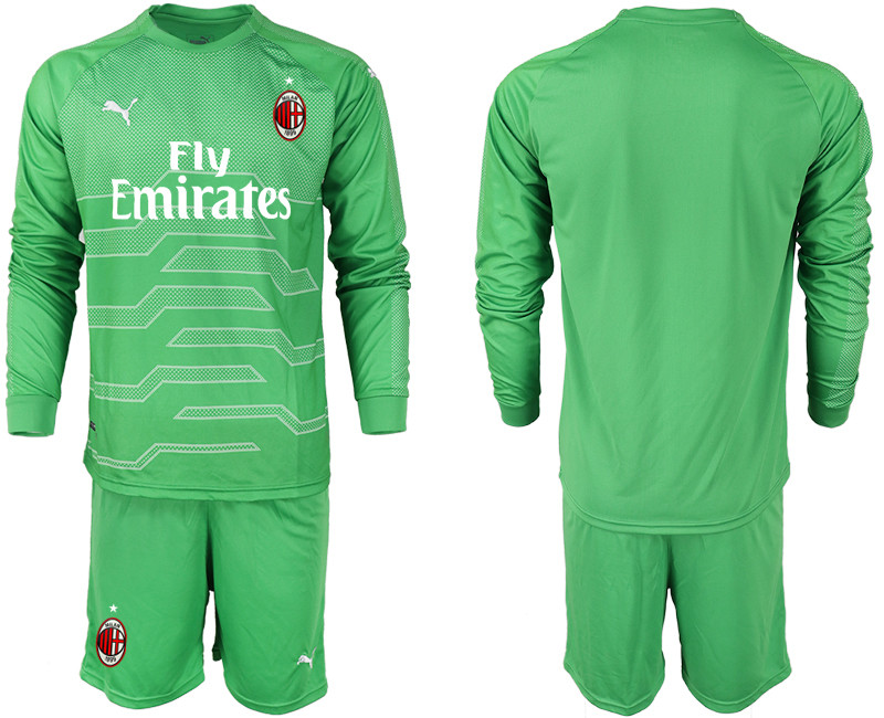 2018 19 AC Milan Green Long Sleeve Goalkeeper Soccer Jersey