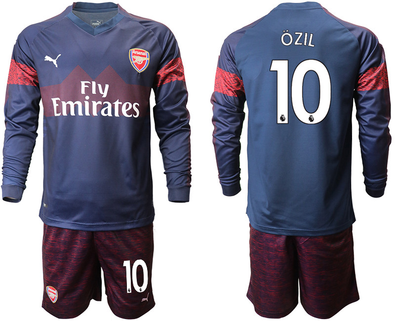 2018 19 Arsenal 10 OZIL Away Long Sleeve Soccer Jersey