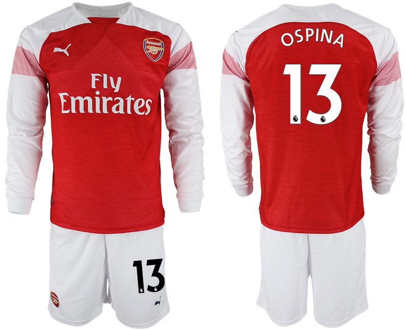 2018 19 Arsenal 13 OSPINA Home Long Sleeve Soccer Jersey