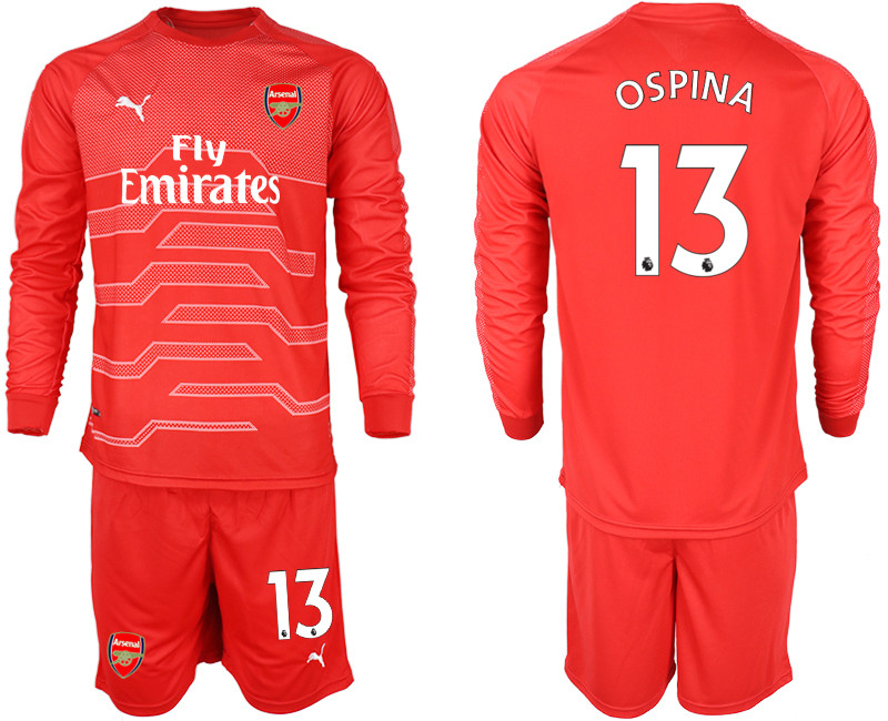 2018 19 Arsenal 13 OSPINA Red Long Sleeve Goalkeeper Soccer Jersey