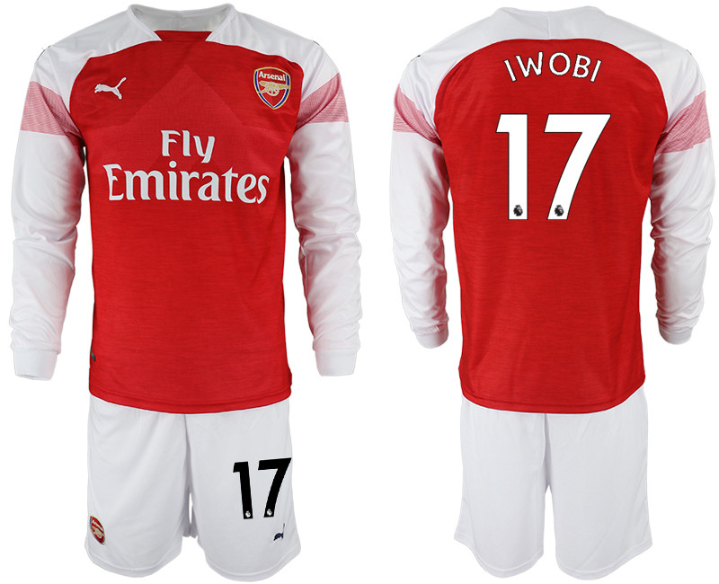 2018 19 Arsenal 17 IWOBI Home Long Sleeve Soccer Jersey