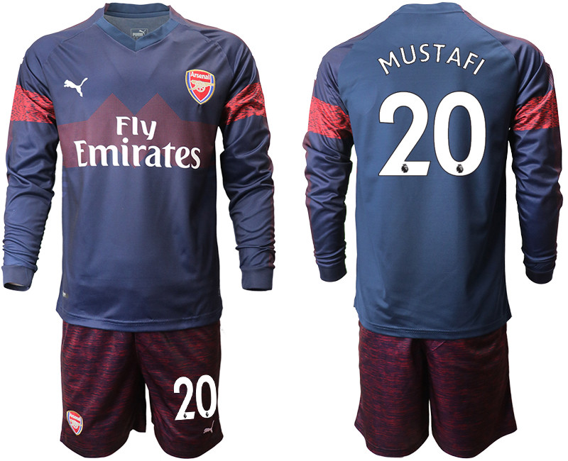 2018 19 Arsenal 20 MUSTAFI Away Long Sleeve Soccer Jersey