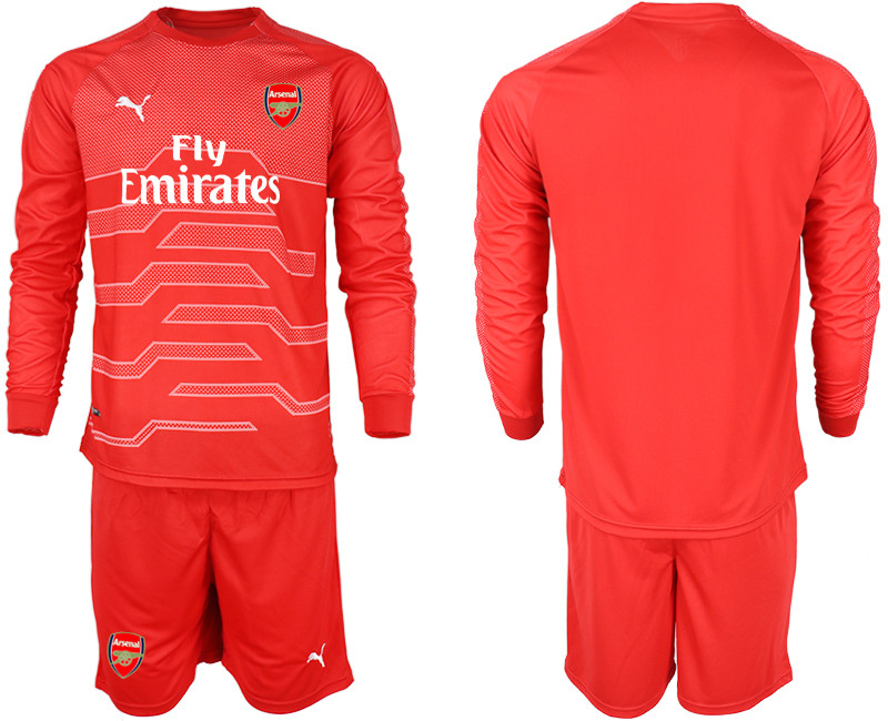2018 19 Arsenal Red Long Sleeve Goalkeeper Soccer Jersey