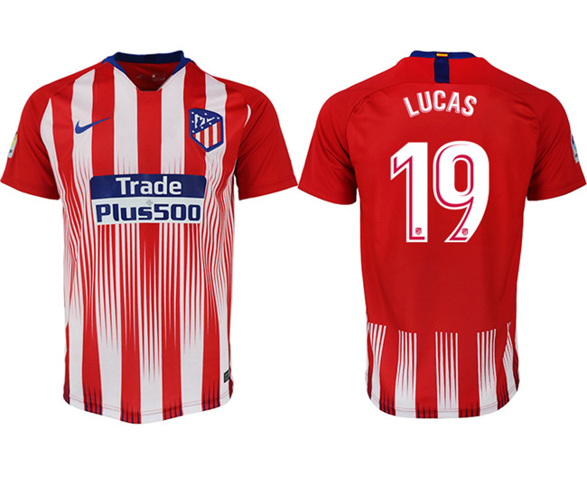 2018 19 Atletico Madrid 19 LUCAS Home Thailand Soccer Jersey