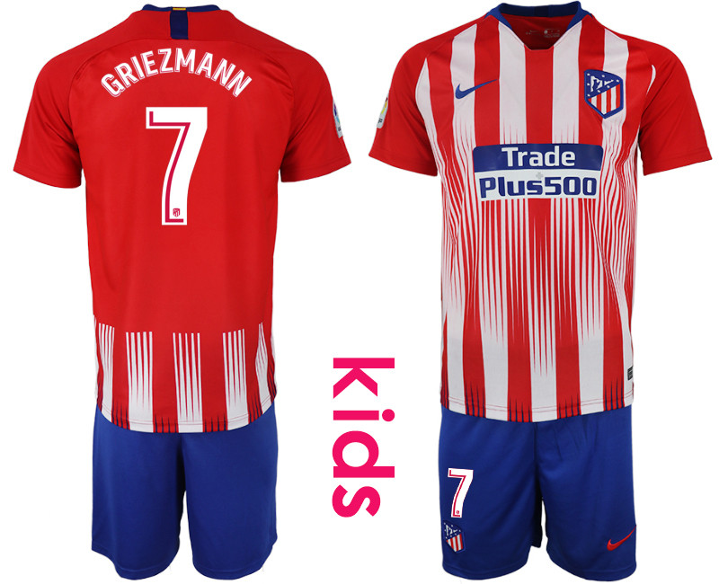 2018 19 Atletico Madrid 7 GRIEZMANN Home Youth Soccer Jersey