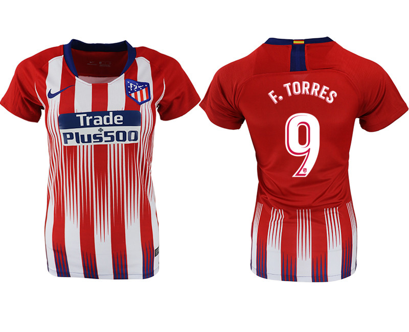 2018 19 Atletico Madrid 9 F. TORRES Home Women Soccer Jersey