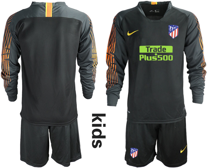 2018 19 Atletico Madrid Black Youth Long Sleeve Soccer Jersey