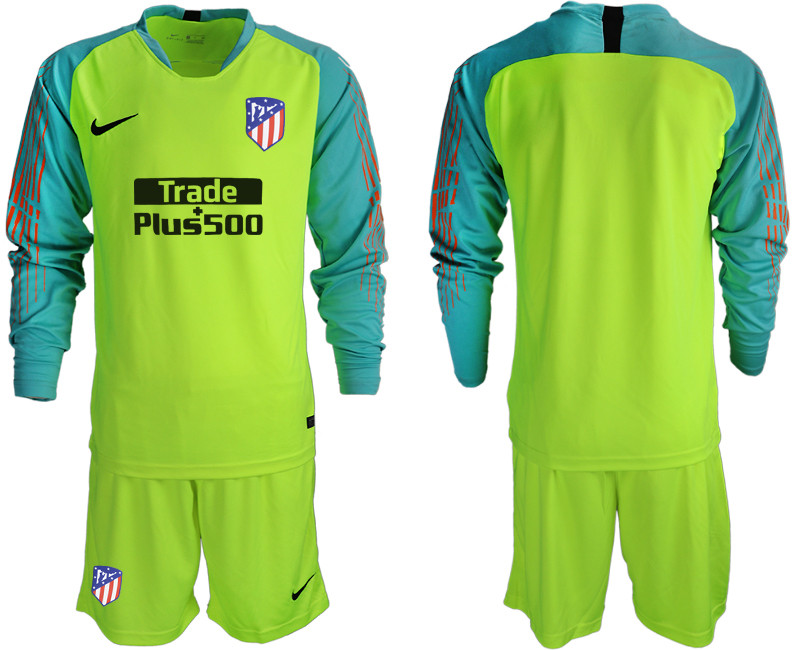 2018 19 Atletico Madrid Fluorescent Green Long Sleeve Goalkeeper Soccer Jersey