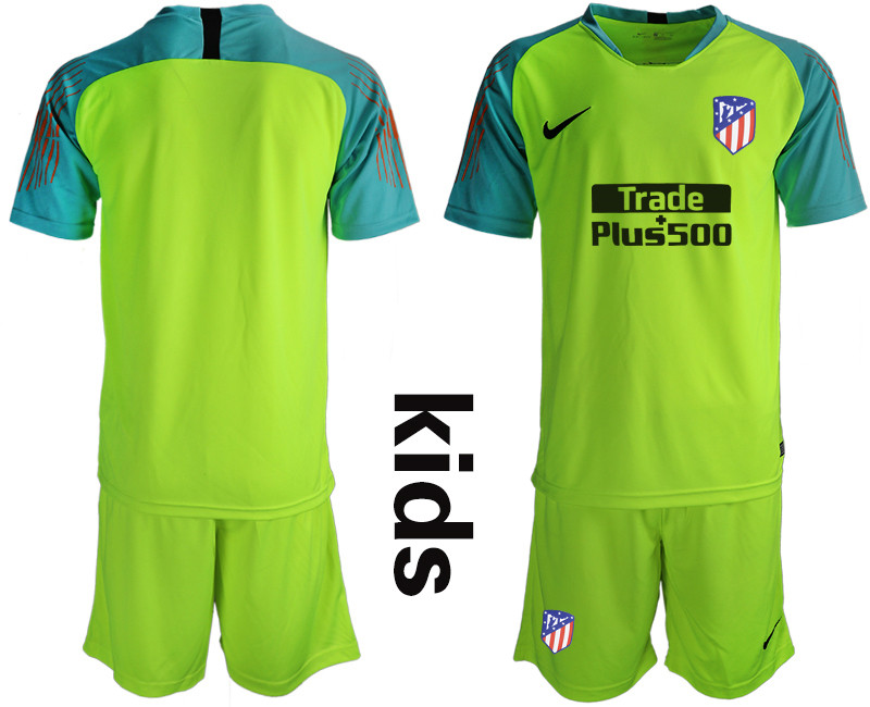 2018 19 Atletico Madrid Fluorescent Green Youth Goalkeeper Soccer Jersey