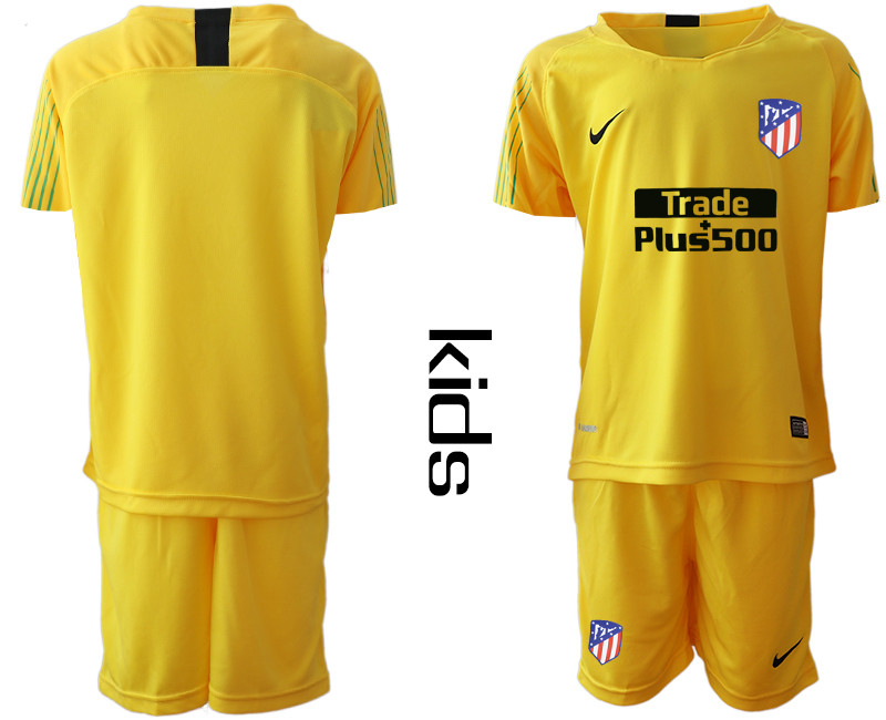 2018 19 Atletico Madrid Yellow Youth Goalkeeper Soccer Jersey