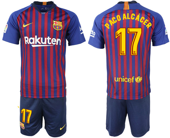 2018 19 Barcelona 17 PACO ALCACER Home Soccer Jersey