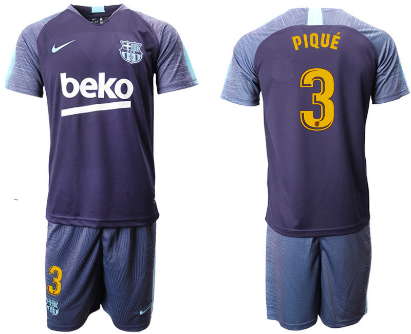 2018 19 Barcelona 3 PIQUE Dark Blue Training Soccer Jersey