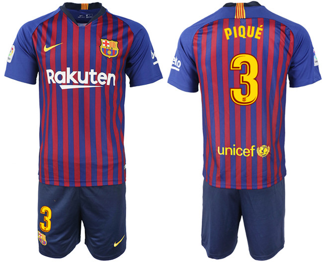 2018 19 Barcelona 3 PIQUE Home Soccer Jersey
