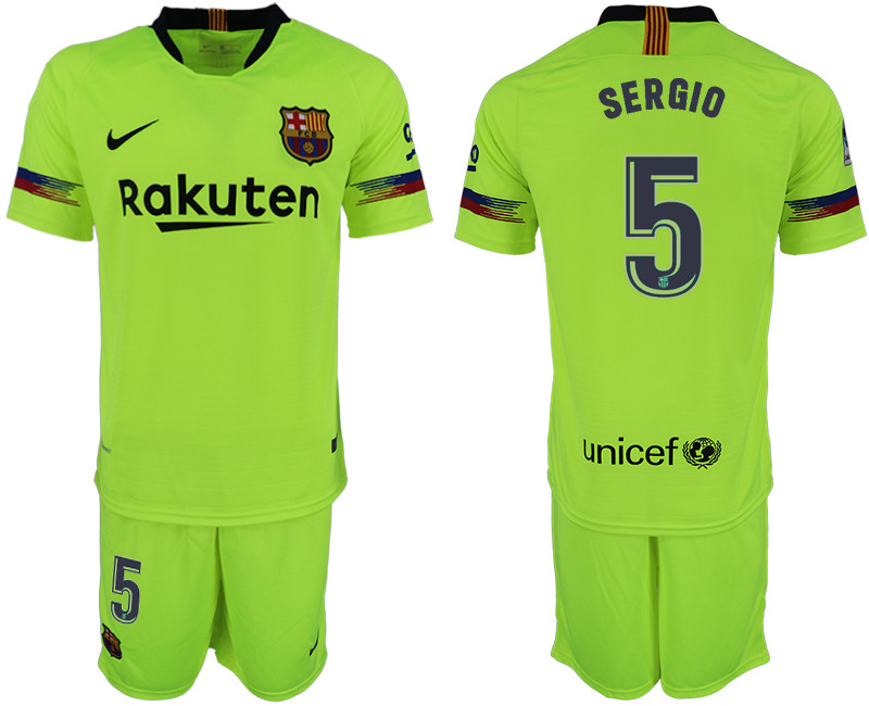 2018 19 Barcelona 5 SERGIO Away Soccer Jersey