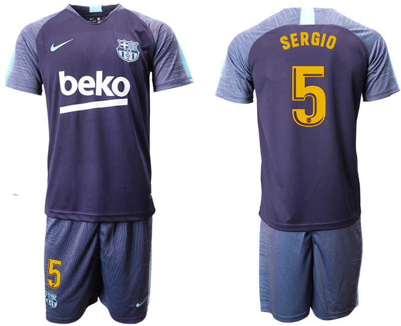 2018 19 Barcelona 5 SERGIO Dark Blue Training Soccer Jersey