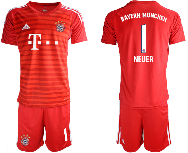 2018 19 Bayern Munich 1 BAYERN MUNCHEN Red Goalkeeper Soccer Jersey