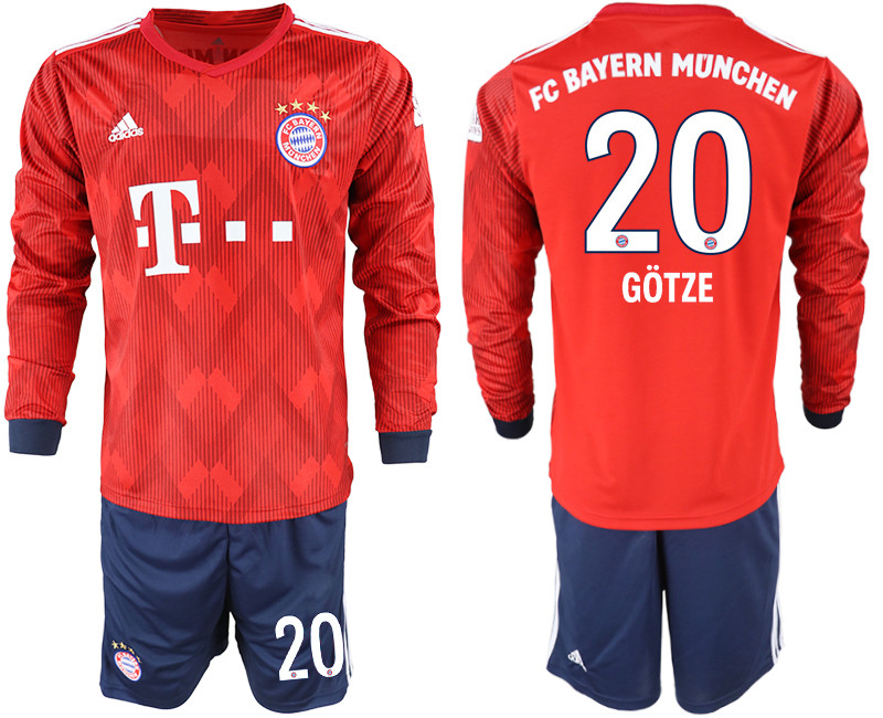 2018 19 Bayern Munich 20 GOTZE Home Long Sleeve Soccer Jersey