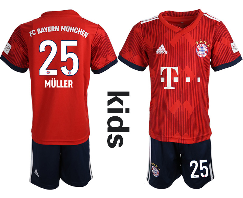 2018 19 Bayern Munich 25 MULLER Home Youth Soccer Jersey