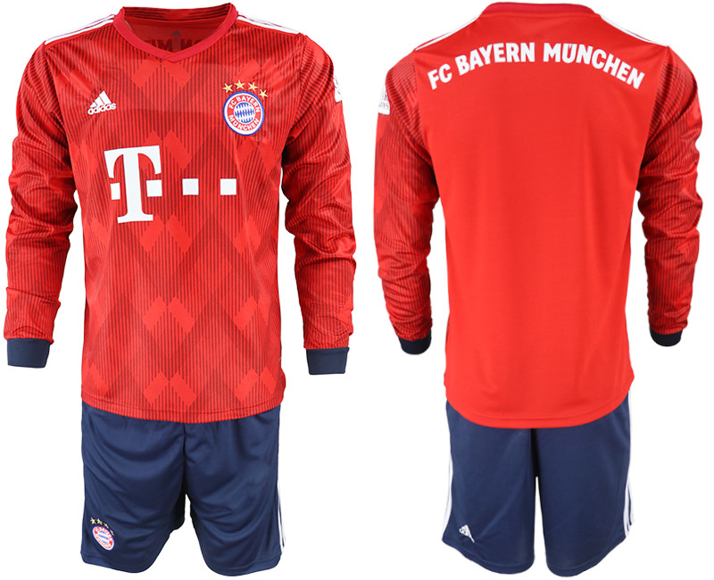 2018 19 Bayern Munich Home Long Sleeve Soccer Jersey