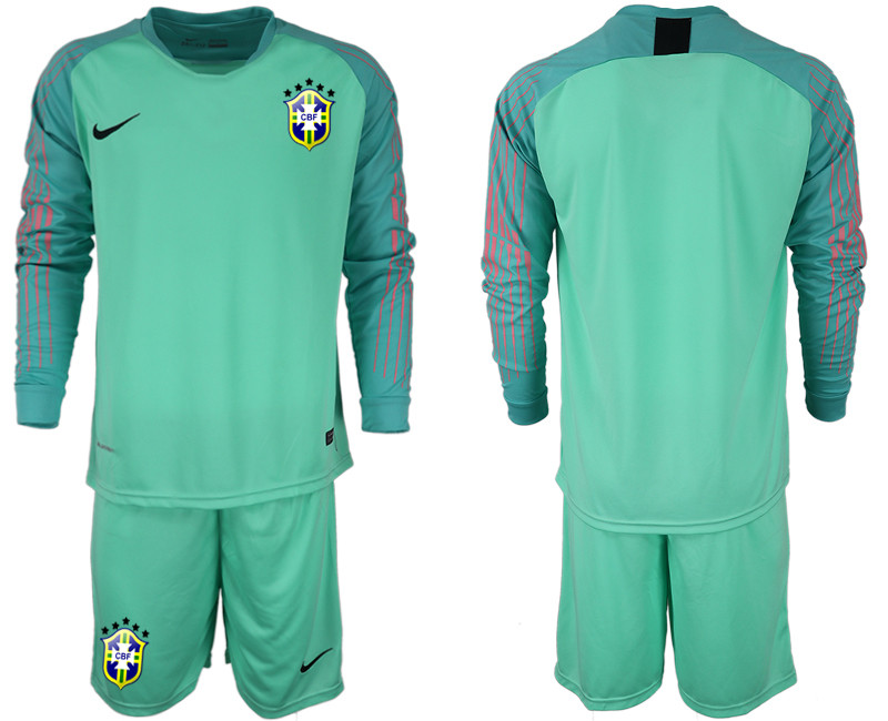 2018 19 Brazil Green Long Sleeve Soccer Jersey