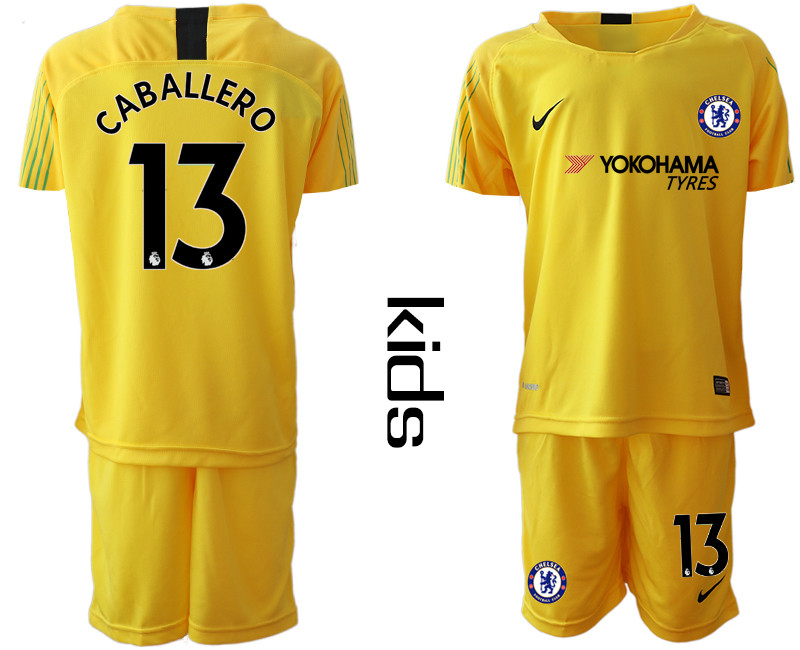 2018 19 Chelsea 13 CABALLERO Yellow Youth Goalkeeper Soccer Jersey