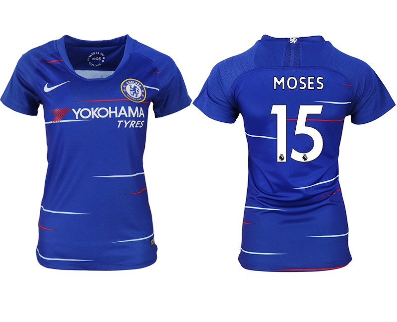 2018 19 Chelsea 15 MOSES Home Women Soccer Jersey