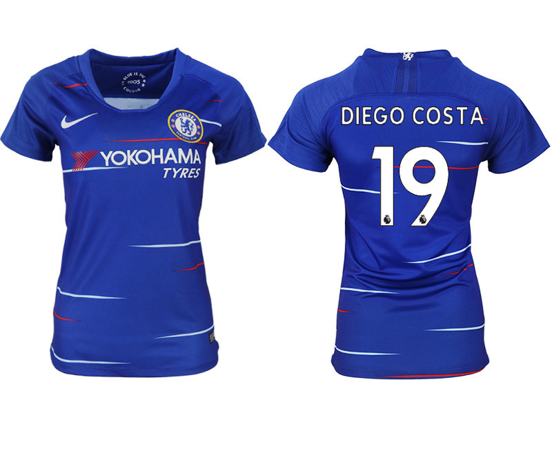 2018 19 Chelsea 19 DIEGO COSTA Home Women Soccer Jersey