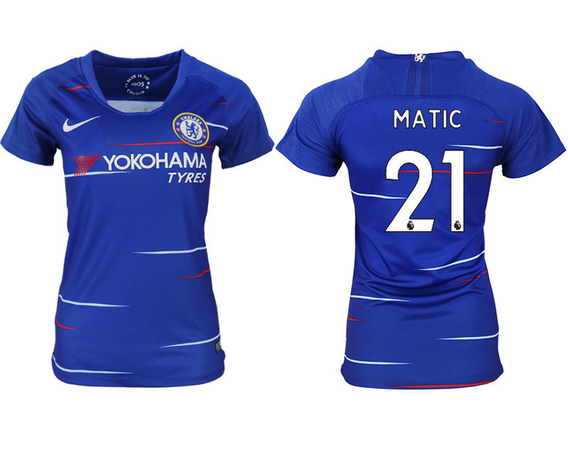 2018 19 Chelsea 21 MATIC Home Women Soccer Jersey