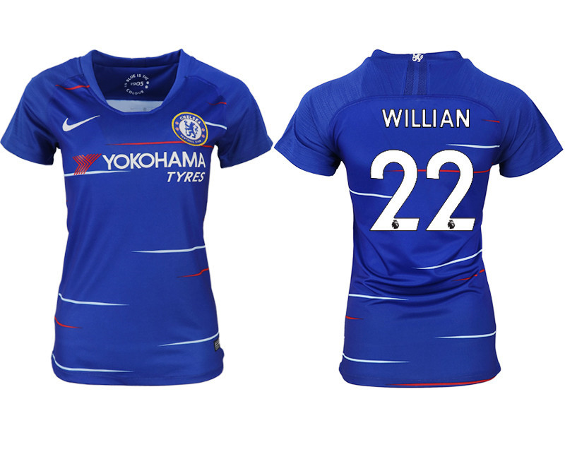 2018 19 Chelsea 22 WILLIAN Home Women Soccer Jersey