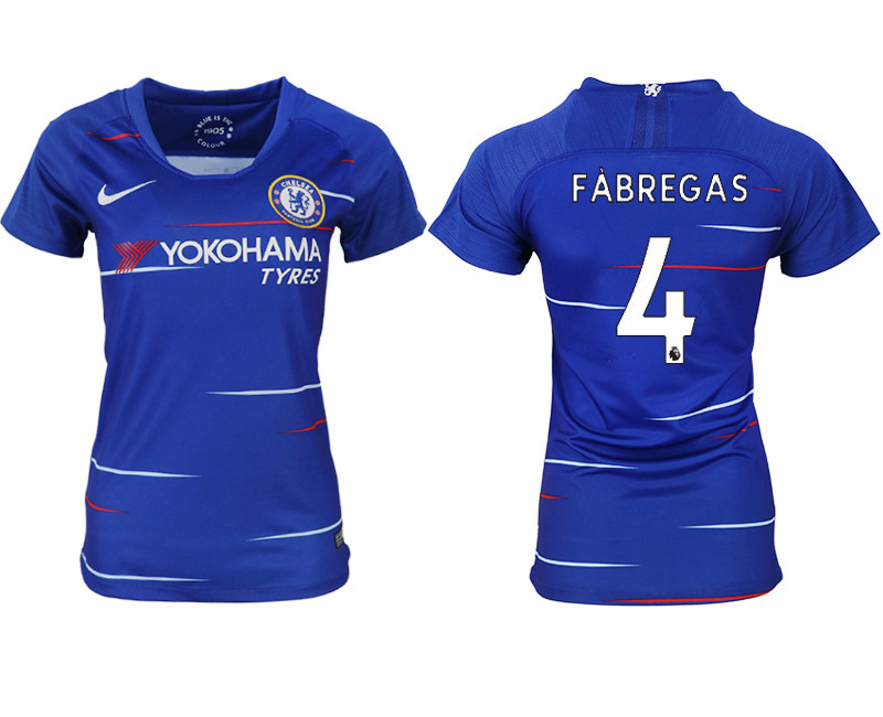 2018 19 Chelsea 4 FABREGAS Home Women Soccer Jersey