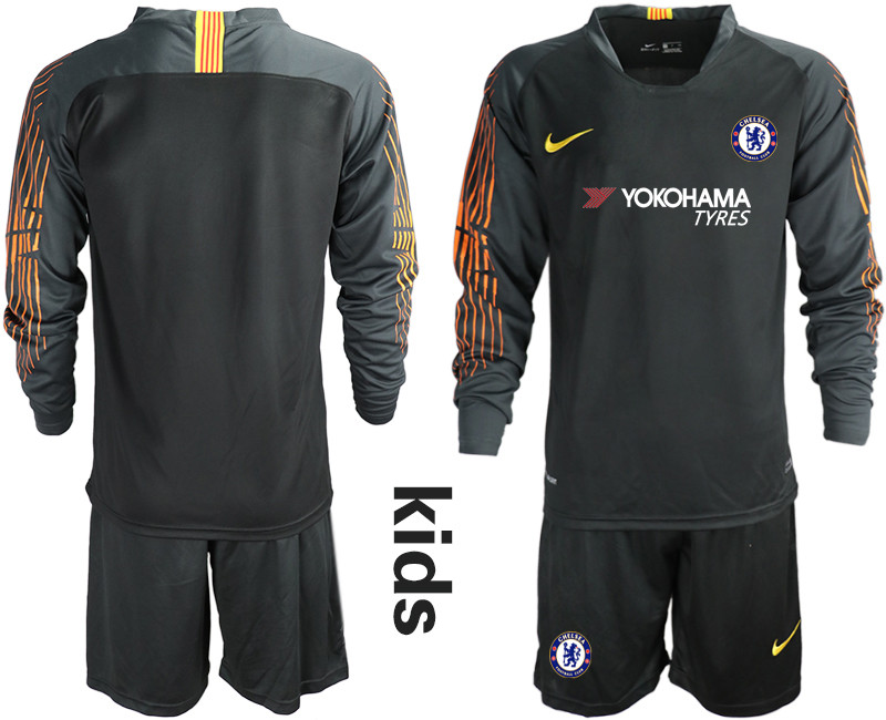 2018 19 Chelsea Black Youth Long Sleeve Soccer Jersey