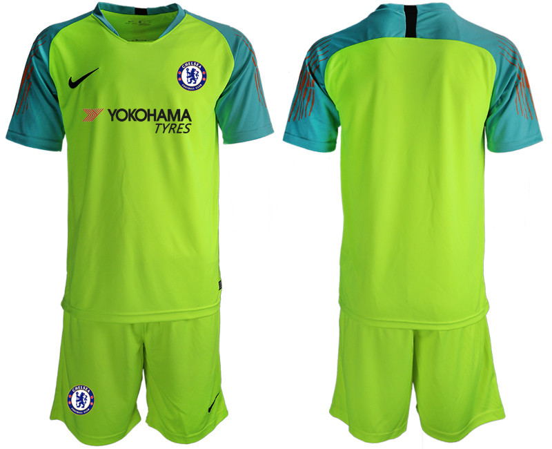 2018 19 Chelsea Fluorescent Green Goalkeeper Soccer Jersey