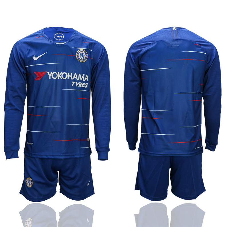 2018 19 Chelsea Home Long Sleeve Soccer Jersey