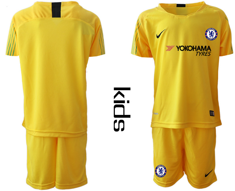 2018 19 Chelsea Yellow Youth Goalkeeper Soccer Jersey