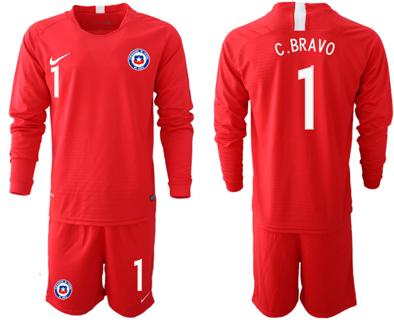 2018 19 Chile 1 C. BRAVO Home Long Sleeve Soccer Jersey