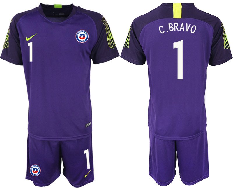 2018 19 Chile 1 C.BRAVO Purple Goalkeeper Soccer Jersey