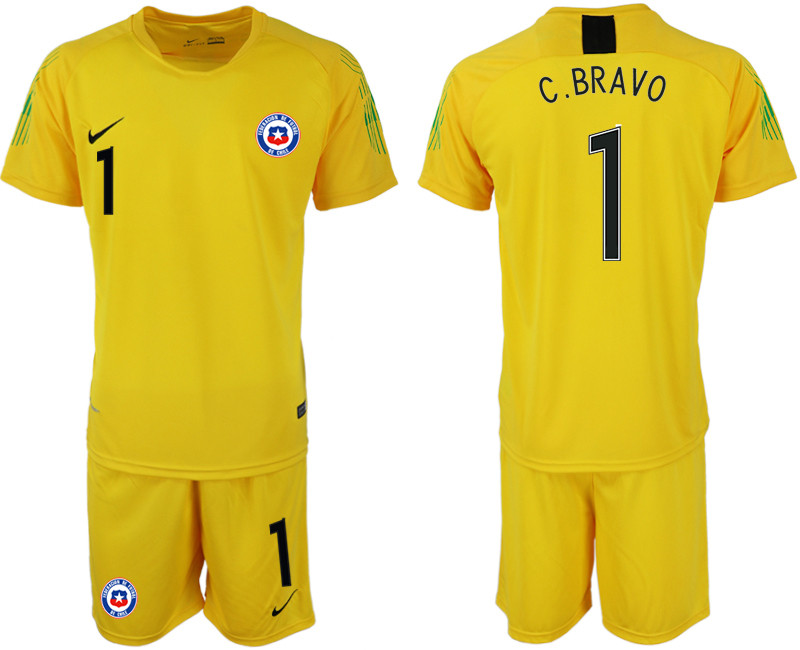 2018 19 Chile 1 C.BRAVO Yellow Goalkeeper Soccer Jersey