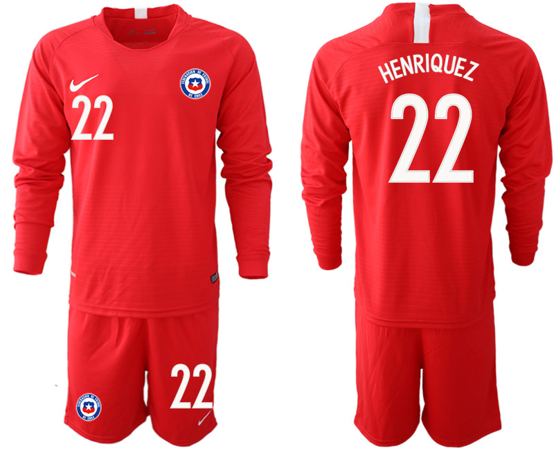 2018 19 Chile 22 HENRIQUEZ Home Long Sleeve Soccer Jersey