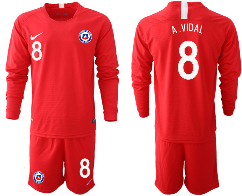2018 19 Chile 8 A. VIDAL Home Long Sleeve Soccer Jersey