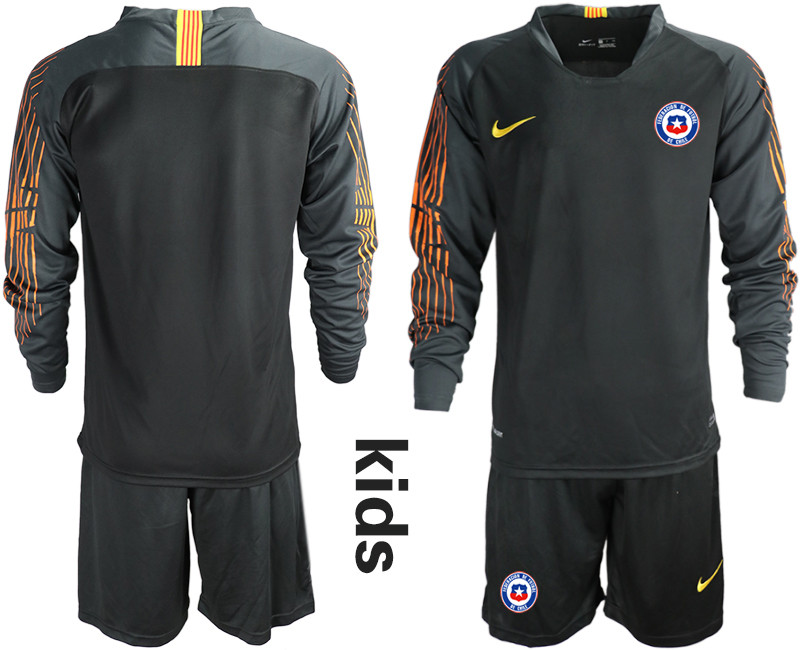 2018 19 Chile Black Youth Long Sleeve Goalkeeper Soccer Jersey