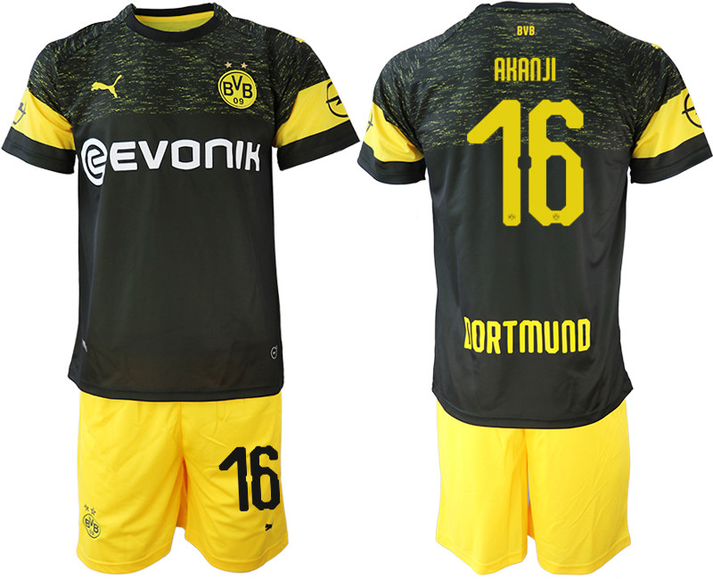 2018 19 Dortmund 6 AKANJI Away Soccer Jersey