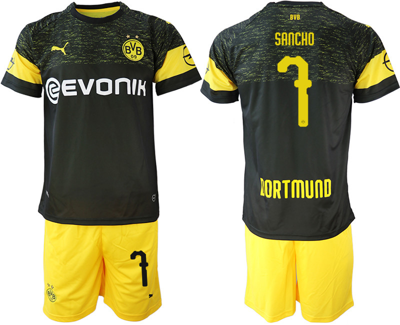 2018 19 Dortmund 7 SANCHO Away Soccer Jersey
