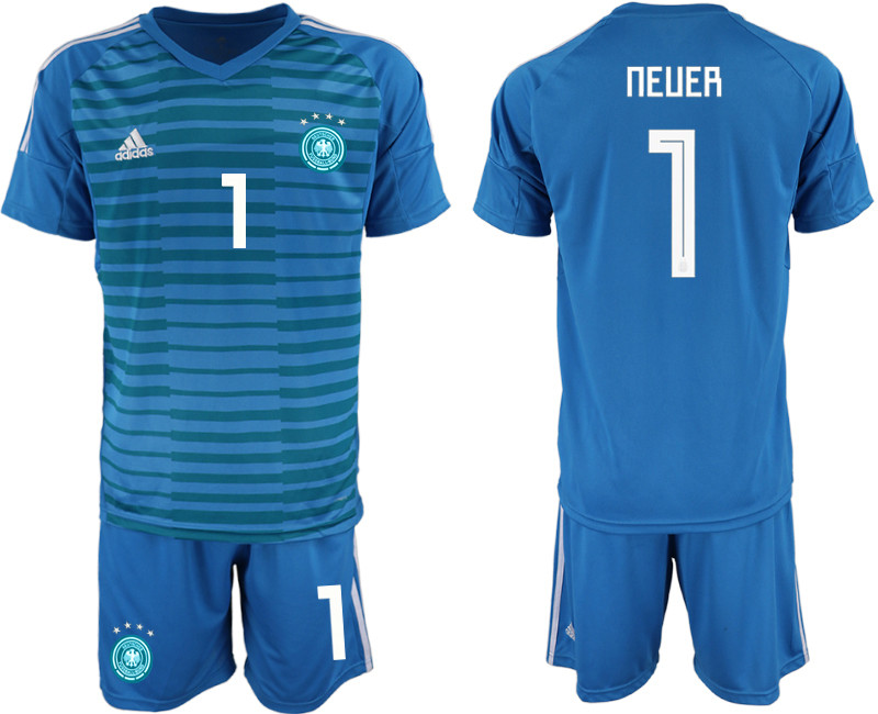 2018 19 Germany 1 NEUER Blue Goalkeeper Soccer Jersey
