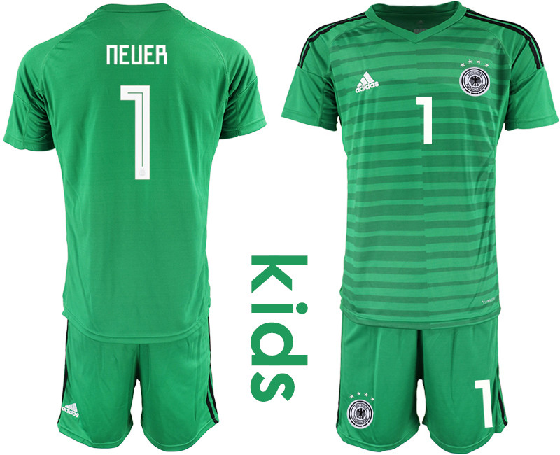 2018 19 Germany 1 NEUER Green Youth Goalkeeper Soccer Jersey