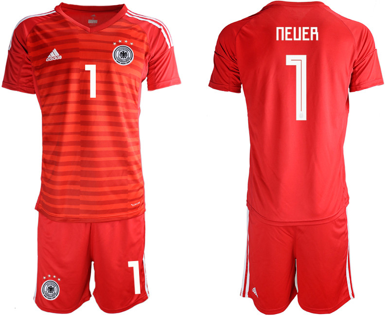 2018 19 Germany 1 NEUER Red Goalkeeper Soccer Jersey